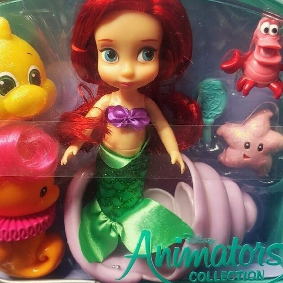 Disney Store Animators Collection 5" Ariel Little Mermaid Mini Doll Play SET New - Picture 4 of 9